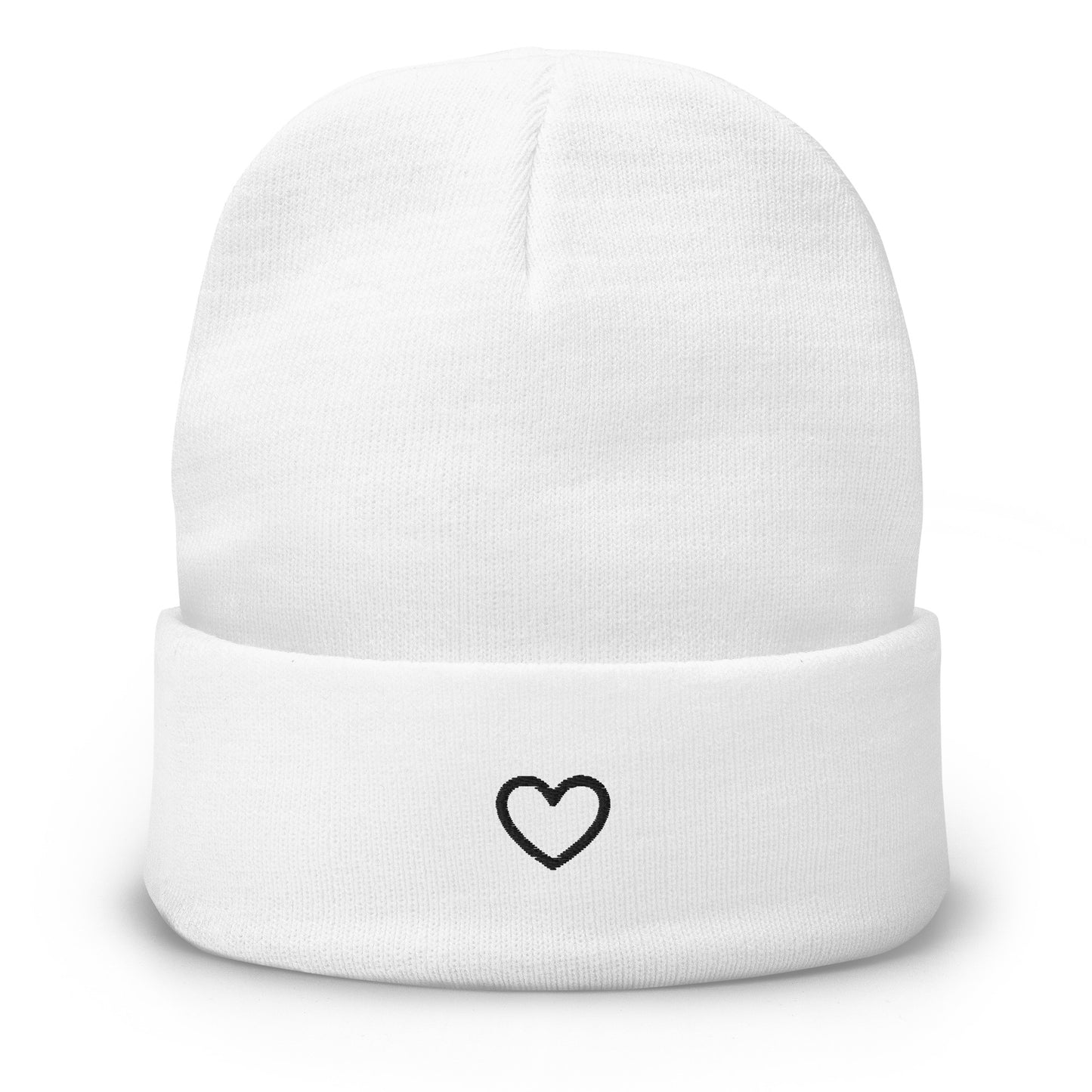 The Heart on your Sleeve Beanie - white with black heart