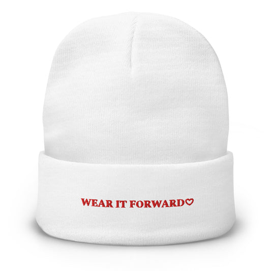 The Wear It Forward Beanie - white with red logo
