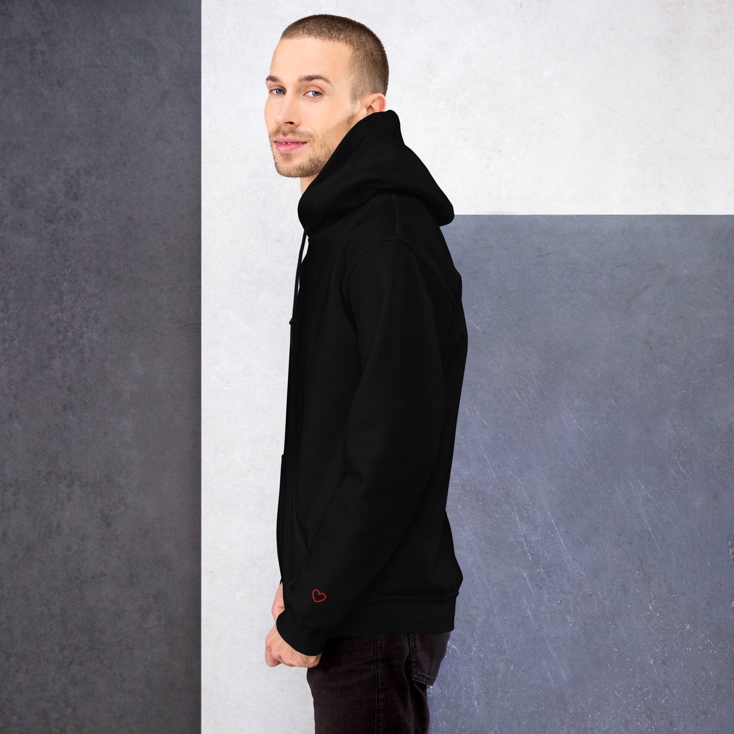 The "Heart on Your Sleeve" Hoodie - black with red heart