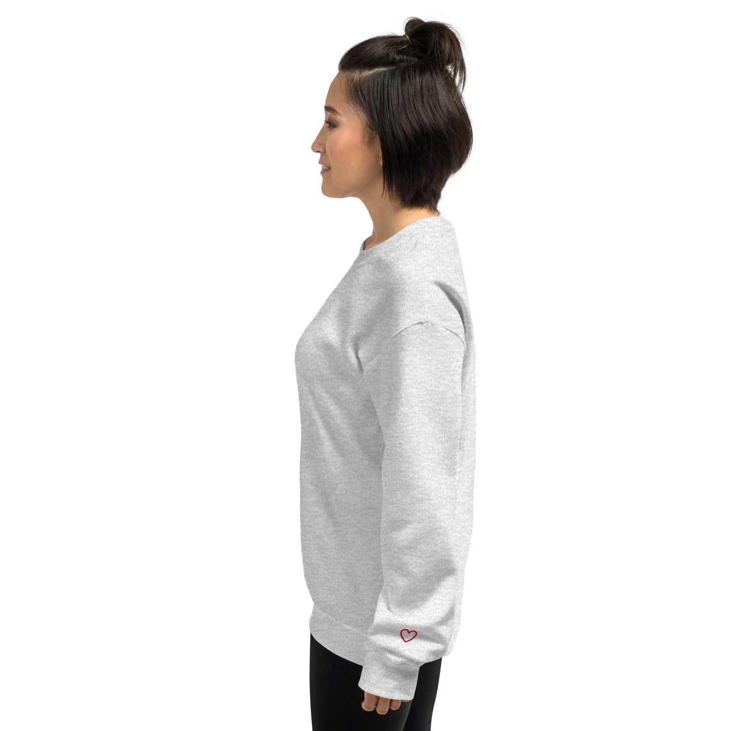 The Heart on Your Sleeve Crew Neck Sweatshirt - ash gray with red heart