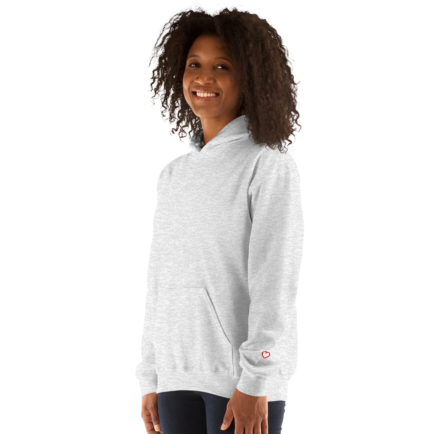 The "Heart on Your Sleeve" Hoodie - ash gray with red heart
